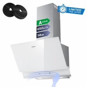CIARRA 60cm White Angled Cooker Hood