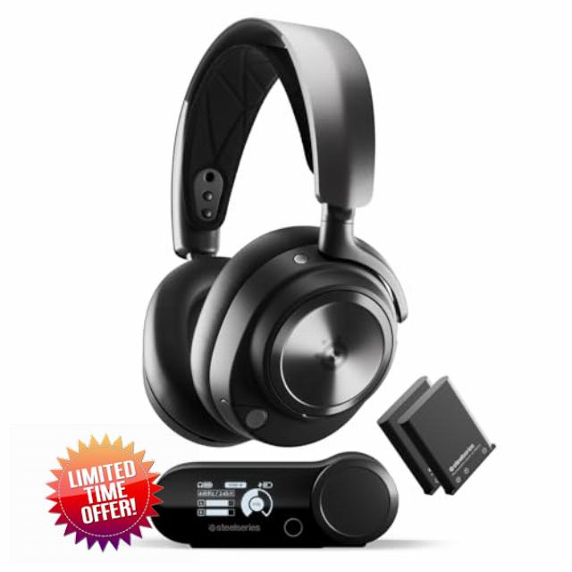 SteelSeries Arctis Nova Pro Wireless - Multi-System Gaming Headset- Unlimited Battery Life; 2 Hot-Swap Batteries - Premium Drivers - ANC - ClearCast Gen2 Mic - PC