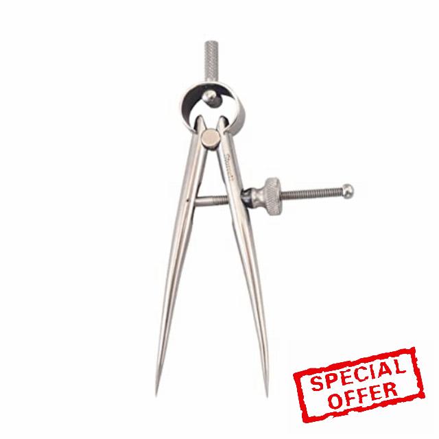 Starrett 277-3 3" Toolmakers' Spring-Type Divider With Round Legs And Solid Nu