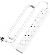 TOPREK 7 Plug Extension Lead with USB Slots, 8 Individual Switches+2USB-C+1USB-A, 2100 J Surge Pr...