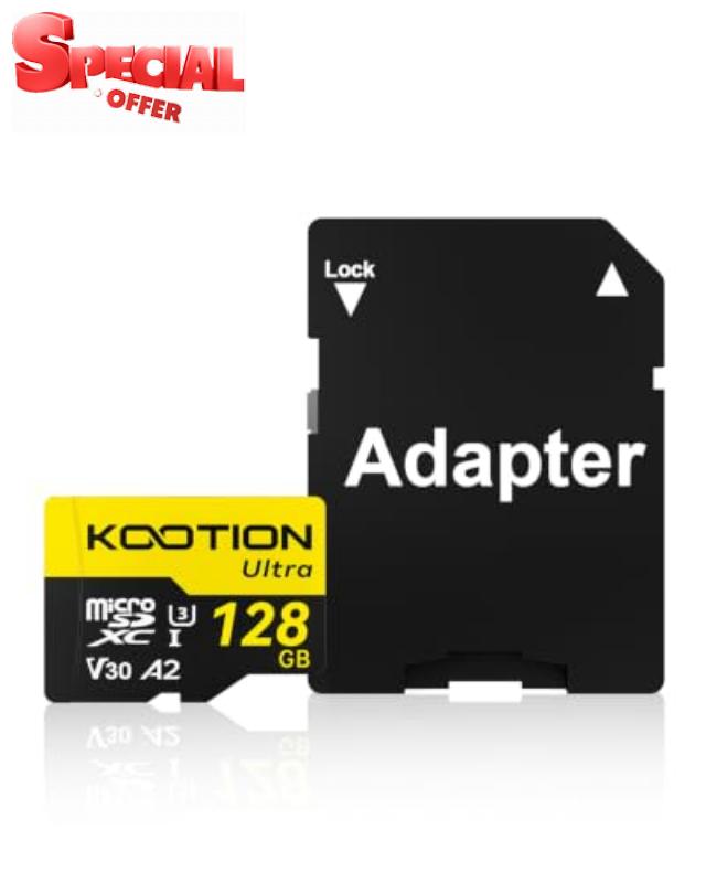 KOOTION 128GB Micro SD Card with Adapter up to 160MB/s A2 V30 U3 C10 UHS-I                                                          4K UHD Full HD microSDXC Memory Card Compatible with Action Camera