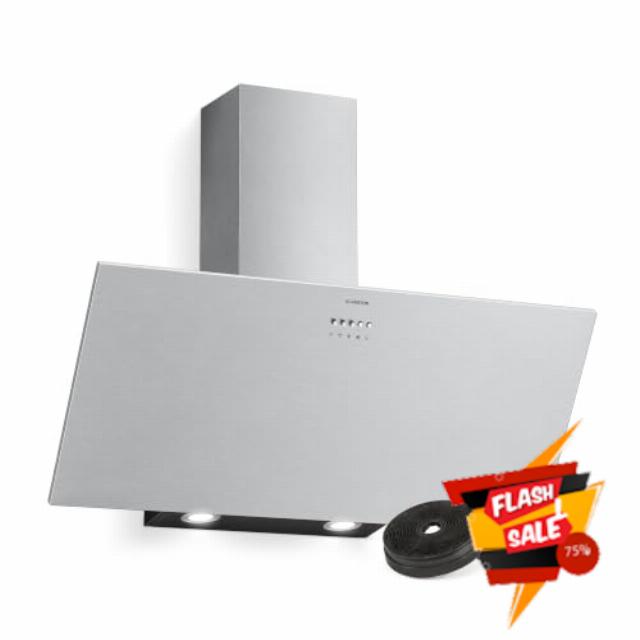 Klarstein Silver Lining 90 cm Angled Cooker Hood – 557 m³/h Extractor