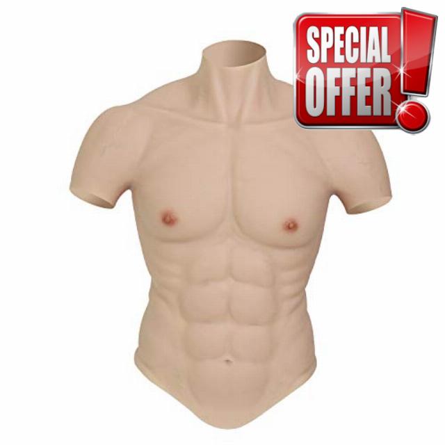 ROANYER Male Chest Silicone Muscle Suit Realistic Mens Silicone Chest Fake Muscle Belly Simulation Skin Silicone