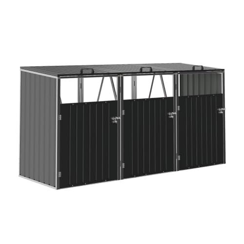 Black Galvanized Steel Large Waste Bin Hideaways