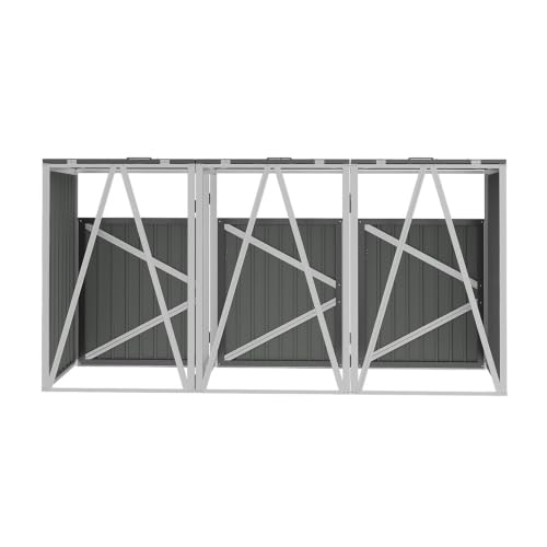 Triple Wheelie Bin Shed for Outdoor Garde