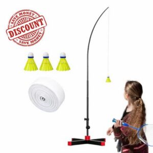 Automatic Rebound Badminton Trainer | Portable Foldable Practice Set                                                          Self Training Badminton Rebound System Suitable Men Women Adults Teens Kids Indoor Outdoor Home Solo Practice