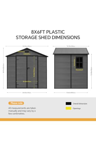 Dark Grey Waterproof Lockable Outdoor Storage Shed with Floor and Window for Garden Tools