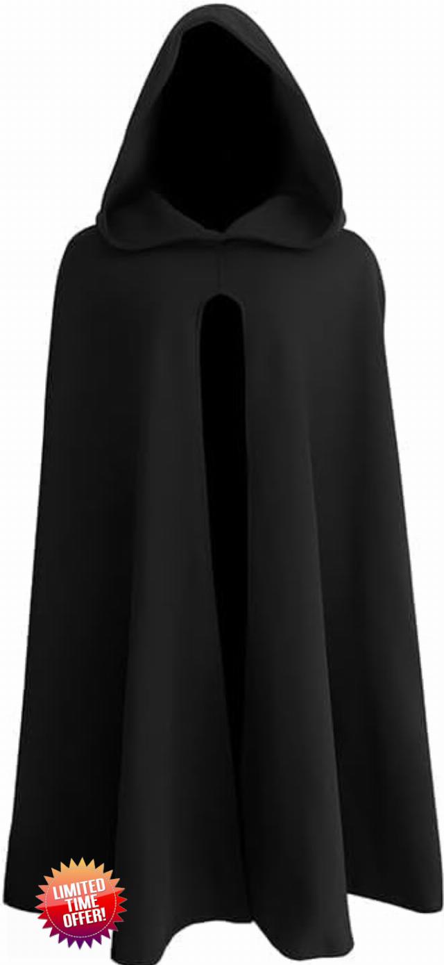 JPXH Renaissance Hooded Cape Witch Cloak with Hood Medieval Hobbit Halloween Costume