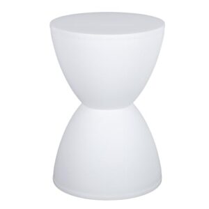 Euro Indoor Outdoor Stool Plastic Extra Seating End Table Modern Decorative Garden Stool Hourglass Shaped Stool for Patio Balcony Pool (White)