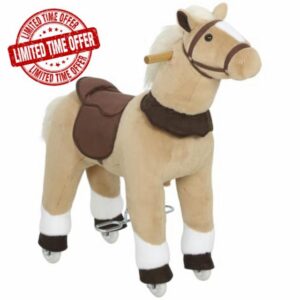 AIYAPLAY Rocking Horse Plush Ride On Horse for Kids 3-5 Years Brown                                                          Ride On Pony Toy