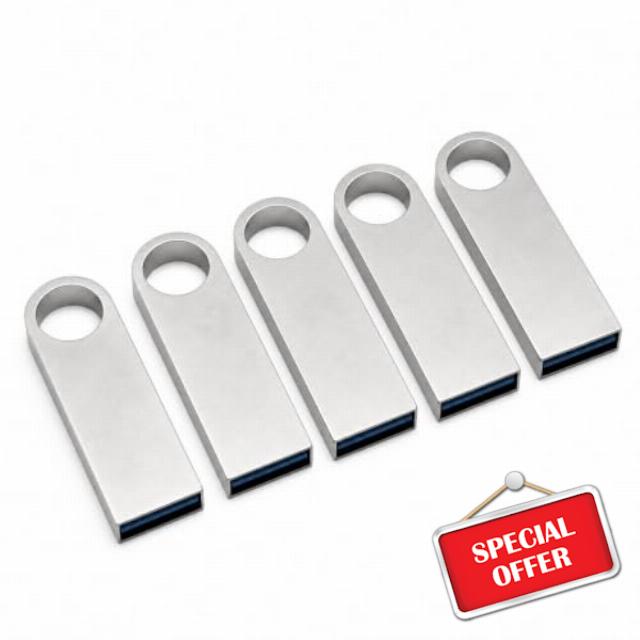 5 Pack 32GB Silver Metal USB Flash Drive