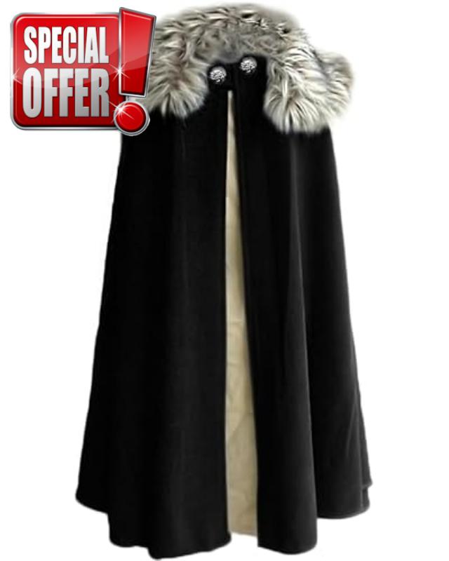 Mens Viking Cloak Fur Cape Costume Medieval Renaissance King With Fur Cloak Halloween Cosplay