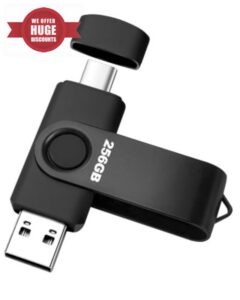 256GB USB C Flash Drive 2-in-1 High-Speed Memory Stick 256GB Thumb Drive for Type-C Smartphones