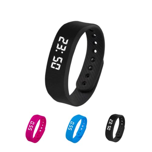 Vibrating Alarm Wristband Watch (Black) Waterproof Silent Vibration Digital Bracelet Clock for Heavy Sleepers
