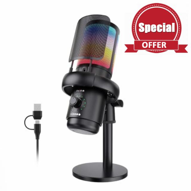 SINWE USB Mic with AI Noise Cancellation & RGB