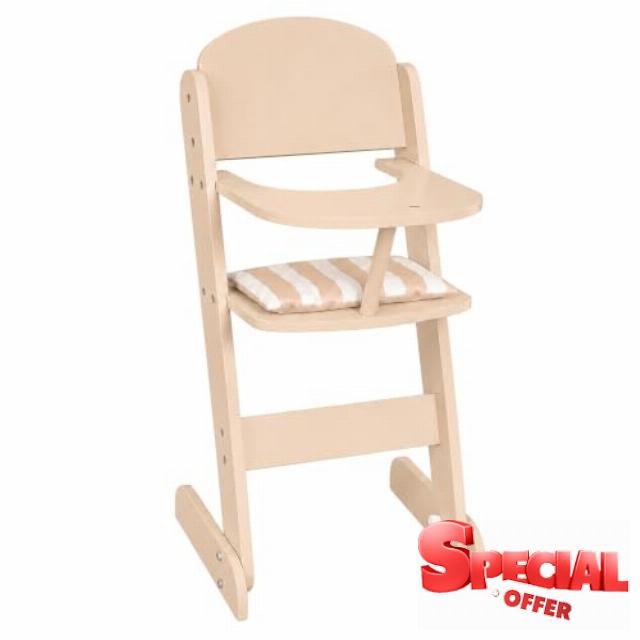 howa 28403 Doll's High Chair Stripes Wooden Doll Furniture with Seat                                                          High chair for movable dolls up to 48 cm
