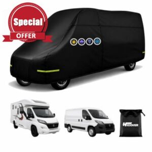 Full Car Cover for Fiat Ducato Fiat Ducato & Peugeot Boxer                                                          600D Campervan Cover Breathable Waterproof Caravan Cover with Side Zipper