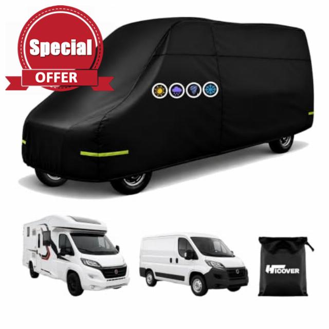 Full Car Cover for Fiat Ducato Fiat Ducato & Peugeot Boxer                                                          600D Campervan Cover Breathable Waterproof Caravan Cover with Side Zipper