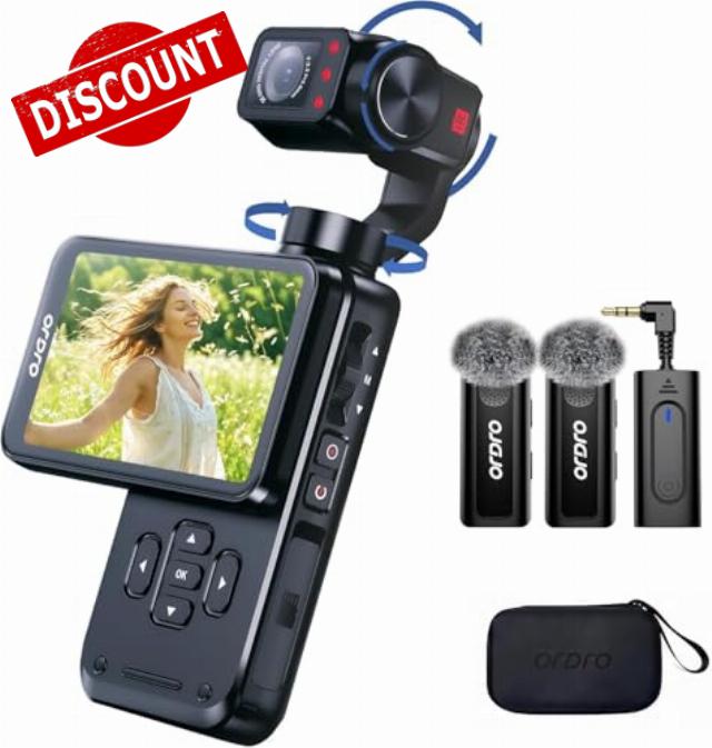 ORDRO Pocket Camera 4K 60FPS Video Camera Camcorder 3-Axis Stabilisation