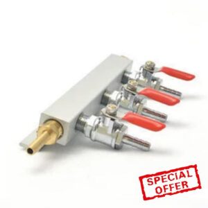 2-Way Beer Gas Distributor Aluminium 1/4" Barb Fittings(B)                                                          Single piece aluminium