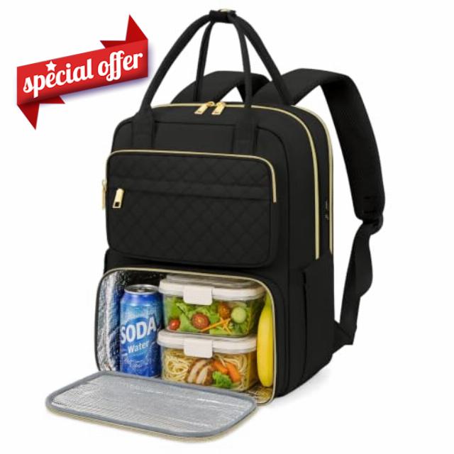 RAINSMORE 15.6 Inch Laptop Backpack with Lunch Compartment