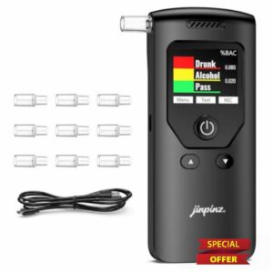 Breathalyser with Dual High-Precision Sensor Alcohol Breathalyzer Tester UK                                                          Digital LCD Screen and Color Alerts Multiple Measurement Units 10 Mouthpieces Portable Alcohol Tester for Home & Travel Use