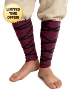 L'VOW Medieval Cotton Linen Leg Wraps Leather Strap Viking Puttees                                                          Cotton Linen