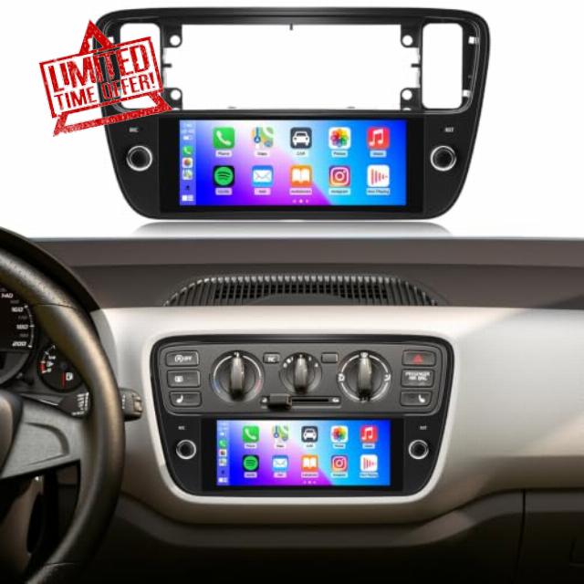 2G+32G Android 14 Car Stereo for Skoda Citigo 2011-2018 for Seat Mii 2011-2019 for VW Up 2011-2016 w/Carplay Android Auto Car Radio w/ 6.86" IPS Touchscreen GPS Navi Bluetooth FM/RDS SWC Backup Camera