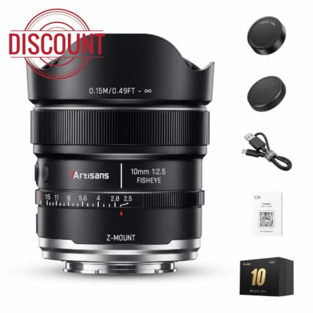 7Artisans AutoFocus 10mm F2.5 Fisheye Ultra Wide Angle Lens Full Frame Prime Lens