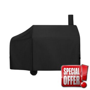 60 Inch BBQ Grill Cover Outdoor Cooking Equipment Dust Shield                                                          Waterproof Oxford Fabric Outdoor Protector Weather-Resistant Dust Guard with Fitted Shape for Chimney-Style BBQ Black