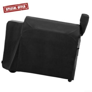 Heavy Duty Wood Pellet Grill Cover 420D Oxford Cloth104x68.5x124cm Waterproof Protection Against Rain Snow UV Fade Resistant Full Length Fit for Outdoor Barbecue Grills Black/