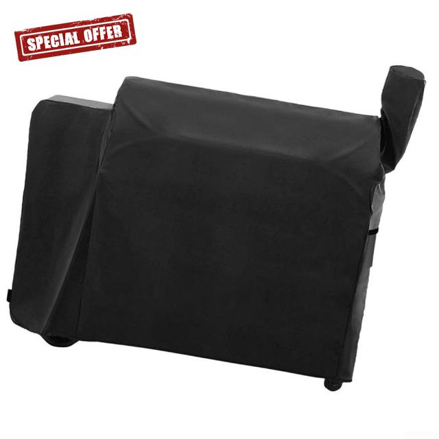 Heavy Duty Wood Pellet Grill Cover 420D Oxford Cloth104x68.5x124cm Waterproof Protection Against Rain Snow UV Fade Resistant Full Length Fit for Outdoor Barbecue Grills Black/