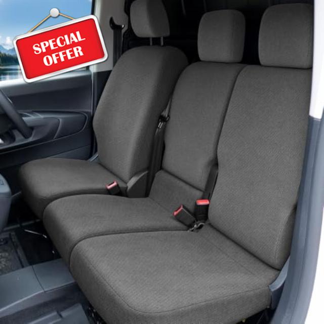 Grey Seat Covers for 2019- Vauxhall Combo Peugeot Partner Citroen Berlingo                                                          Front Van Seat Covers Car Seat Protector Cushio