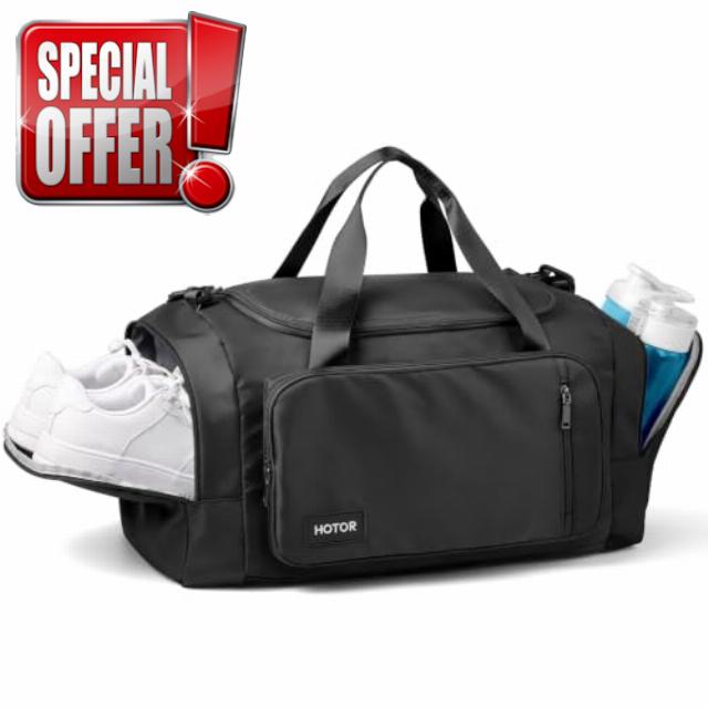 HOTOR Gym Bag 35L Duffle Bag with Shoe Compartment