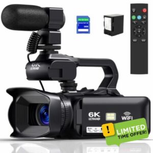 Camcorder 6K 64MP Video Camera 18X Digital Zoom IR Night Vision                                                          4.0 Inch Touch Screen WiFi Vlogging Camcorder for YouTube with 4500mAh Battery