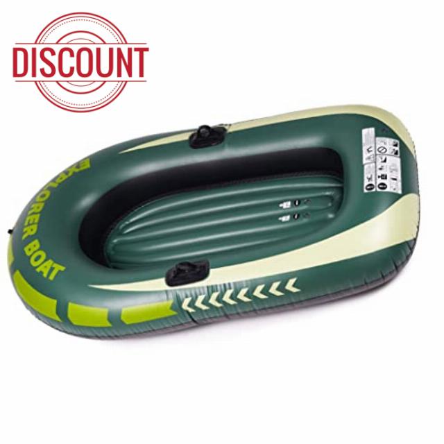 Inflatable Boat with Handlebar Waterproof Odor-free Heat Resistant Boats Heavy Duty Foldable Green Thickened Kayak for 1-perso
