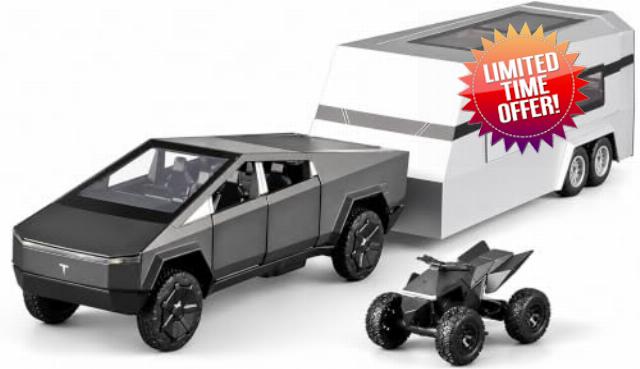 VivaJoy Cyber Truck Model - 1/32 Diecast Cybertruck Gifts with Trailer RV