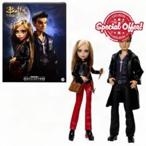 Monster High Skullector Buffy The Vampire Slayer Doll 2-Pack                                                          Buffy and Angel Collector 2-Pack in Faux-Leather Clothes with Accessories like Stake and Crossbow