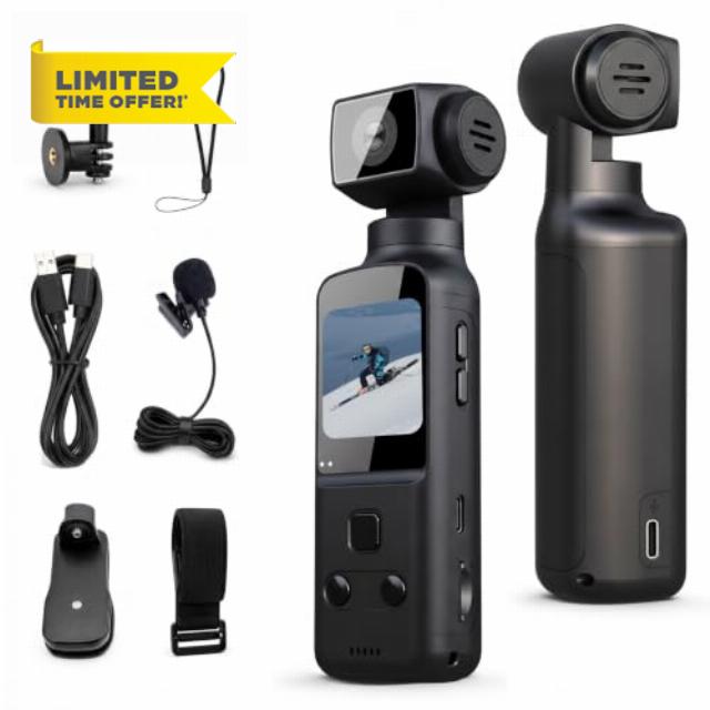 4K Pocket Action Camera WiFi Body Camera POV Cam Sports Travel Vlog                                                          Portable