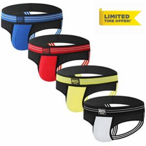 Men's Athletic Supporters Jockstrap 4-Pack Cotton Wide Waistband Active Underwea