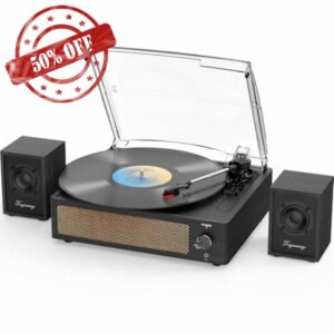 Trynnay Record Player with Passive Bookshelf Speakers