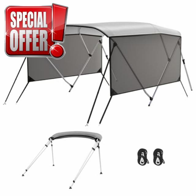 GarveeLife 3 Bow Bimini Top Boat Canopy – Waterproof UV-Resistant 600D Polyester