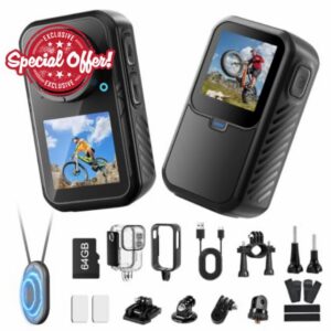 T70 4K 60FPS Mini Thumb Action Camera with 64GB Card