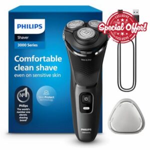 Philips Electric Shaver 3000 Series - Wet & Dry Electric Shaver for Men with SkinProtect Technology in Dark Moon