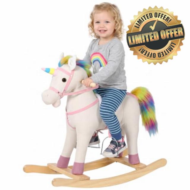 AIYAPLAY Rocking Horse Unicorn Ride on Horse for Toddlers 1-3 Y Cream White                                                          Baby Rocking Horse