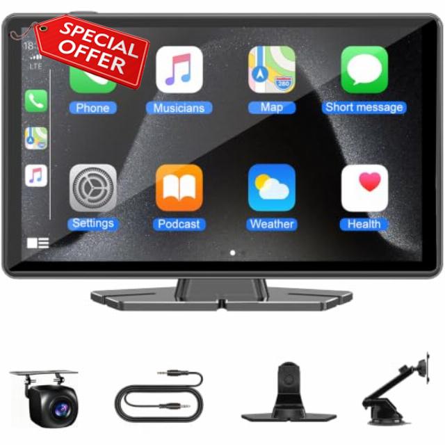 9" Wireless Carplay Screen for Apple Car Play& Android Auto                                                          1080P Backup Camera