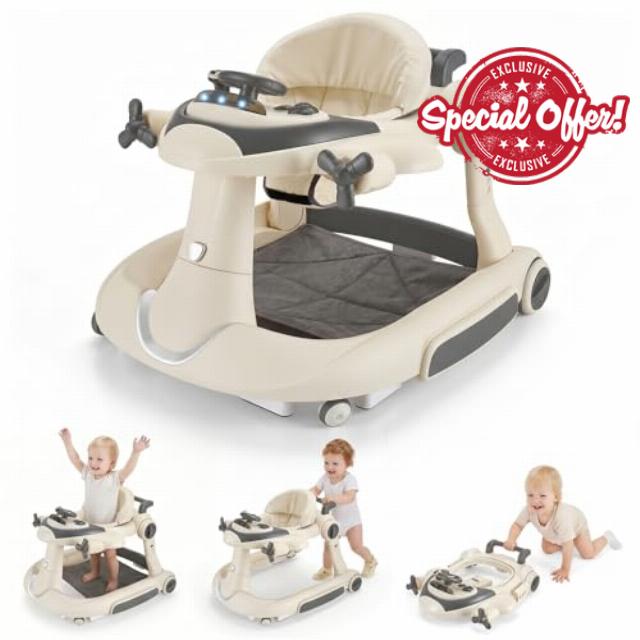 Baby Walker Foldable 5-in-1 Grey for Boys & Girls 3/6 Months+                                                          5-in-1 modes
