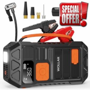 4000A Jump Starter Power Pack with Dual-Cylinder Air Compressor - 5-in-1 Car Battery Jumper Starter