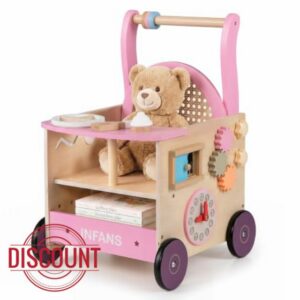 OLAKIDS 3 in 1 Wooden Baby Walker with Activity Center for Babies 10+ Month                                                          Baby Push Walker with Montessori Toys for Toddlers 1-3
