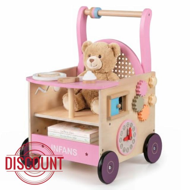 OLAKIDS 3 in 1 Wooden Baby Walker with Activity Center for Babies 10+ Month                                                          Baby Push Walker with Montessori Toys for Toddlers 1-3